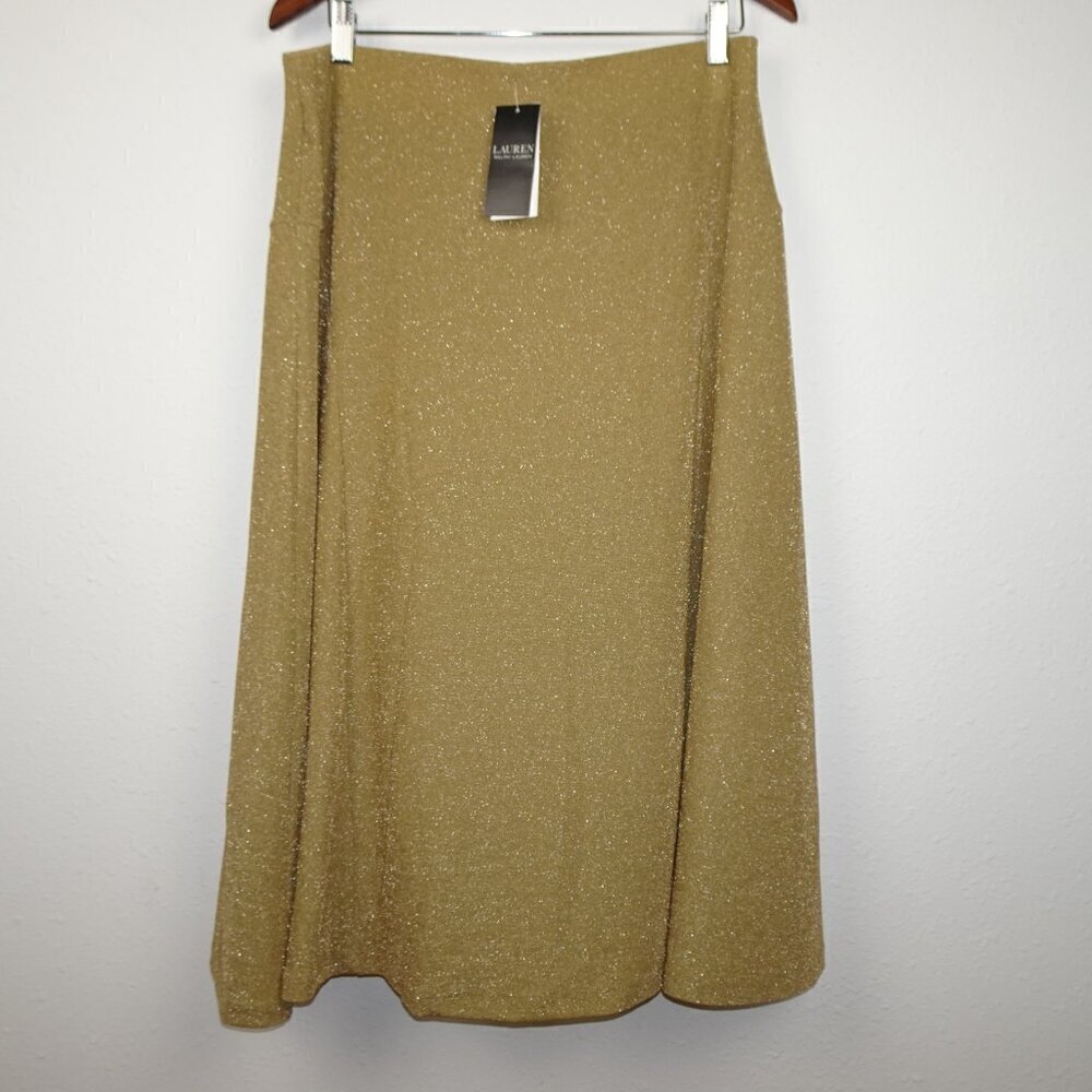 Ralph Lauren Gold Sparkle Skirt Women's Size L Gold Shimmer Holiday Wedding - Picture 7 of 12